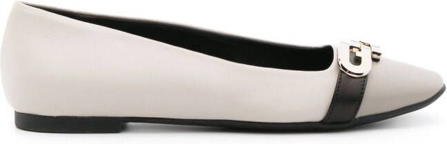 Furla Chain logo-plaque ballerina shoes Neutrals