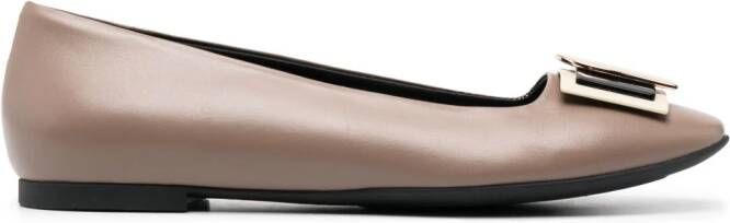 Furla decorative-buckle leather ballerina shoes Neutrals