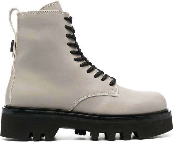 Furla lace-up leather boots Grey