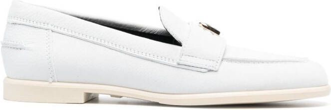 Furla logo-plaque detail loafers White