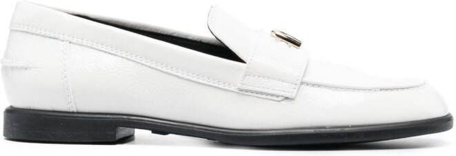 Furla logo-plaque detail loafers White