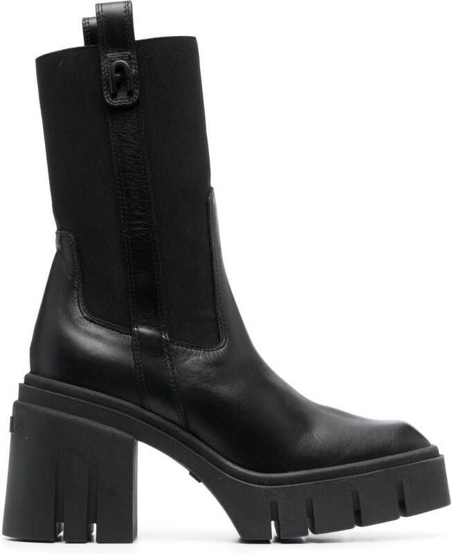 Furla ridged 95mm block-heel boots Black