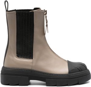 Furla round-toe leather boots Neutrals