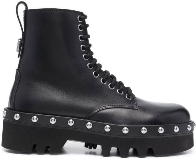 Furla studded lace-up boots Black