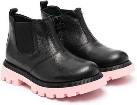 Gallucci Kids contrast-sole leather ankle boots Black