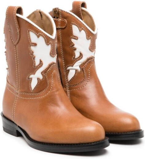 Gallucci Kids embroidered Western-style boots Neutrals