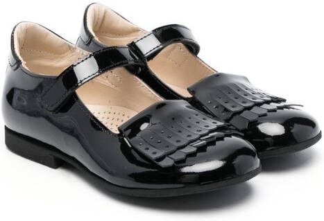 Gallucci Kids fringe-panel patent ballerina shoes Black