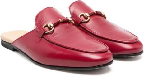 Gallucci Kids horsebit-detail leather slippers Red
