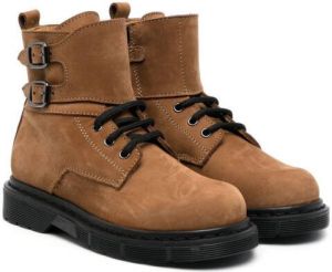 Gallucci Kids lace-up leather ankle boots Brown