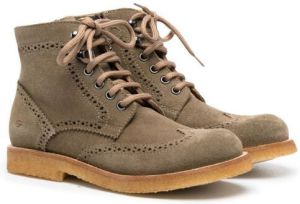 Gallucci Kids lace-up suede brogue boots Brown