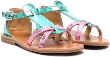 Gallucci Kids metallic-effect flat sandals Pink