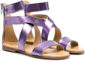 Gallucci Kids metallic strappy leather sandals Purple
