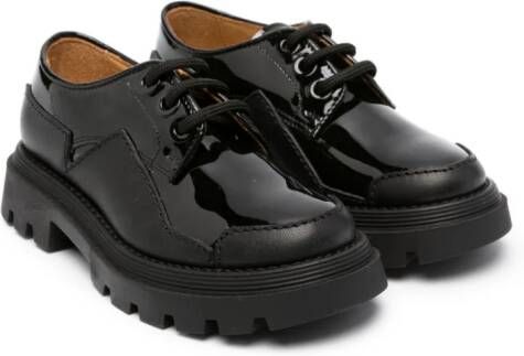 Gallucci Kids patent-finish lace-up shoes Black