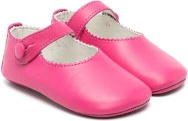 Gallucci Kids scallop-trim leather ballerina shoes Pink