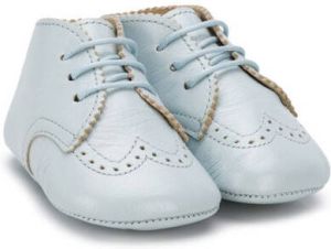 Gallucci Kids scalloped edge lace-up crib shoes Blue