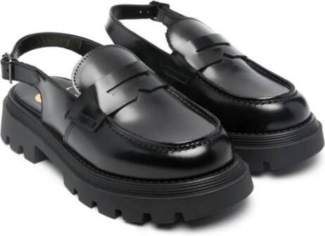 Gallucci Kids slingback leather loafers Black