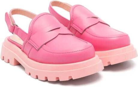 Gallucci Kids slingback leather loafers Pink