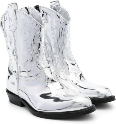 Gallucci Kids Texan foiled boots Silver