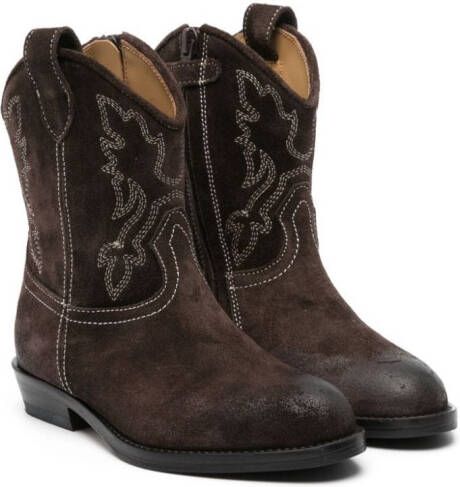 Gallucci Kids Texan leather ankle boots Brown