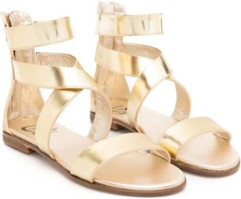 Gallucci Kids zip-up metallic-leather sandals Gold