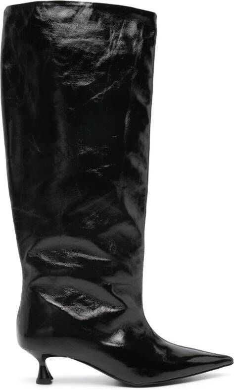 GANNI 45mm knee-high mid-heel boots Black