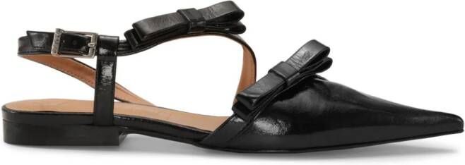 GANNI bow-detail slingback ballerina shoes Black