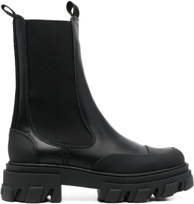 GANNI Mid chunky leather Chelsea boots Black