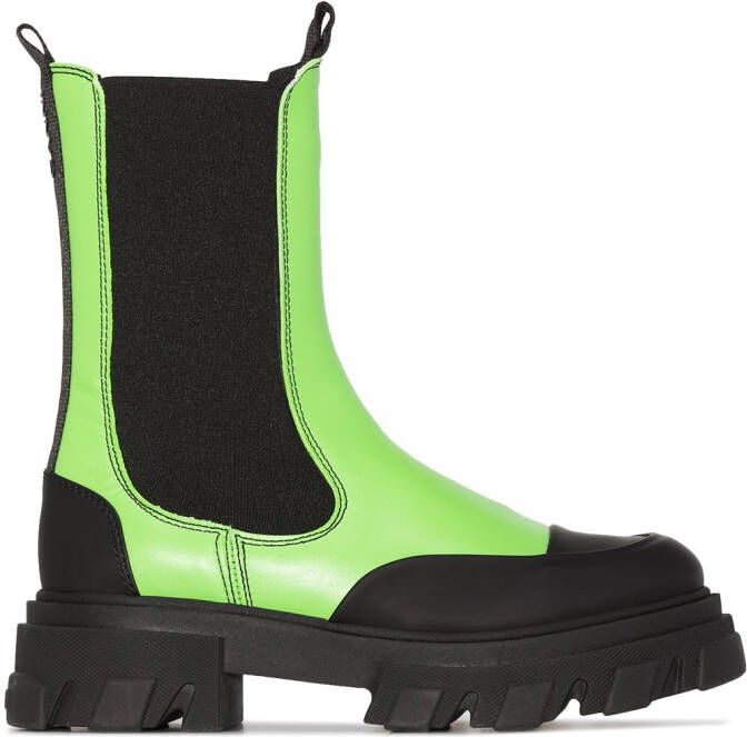 GANNI chunky-sole ankle boots Green