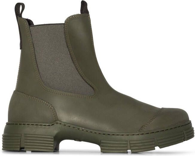 GANNI chunky sole Chelsea ankle boots Green