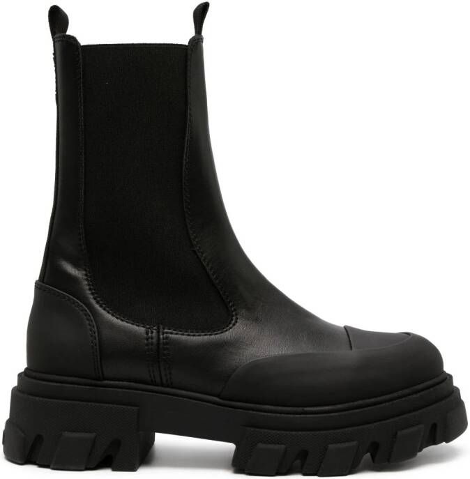 GANNI Cleated faux-leather chelsea boots Black