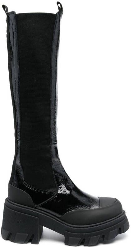 GANNI Cleated knee-high boots Black