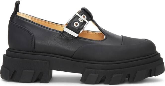 GANNI cleated Mary Jane shoes Black