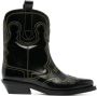 GANNI 35mm Western leather boots Black - Thumbnail 1