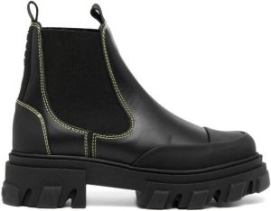 GANNI contrast-stitching low Chelsea boots Black