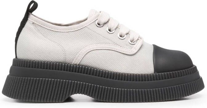 GANNI Creepers canvas lace-up Derby shoes Grey