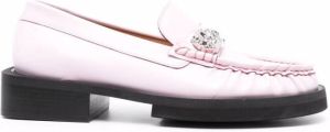 GANNI crystal-embellished almond-toe loafers Pink