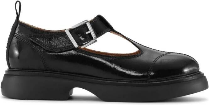 GANNI cut-out buckle-fastening loafers Black