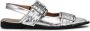 GANNI double-buckled metallic-effect ballerina shoes Silver - Thumbnail 1