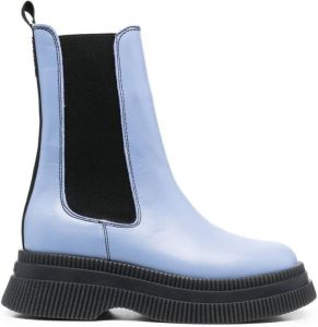 GANNI elasticated-ankle leather boots Blue