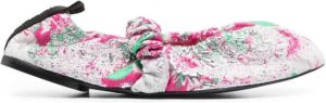 GANNI floral-print ballerina shoes Pink