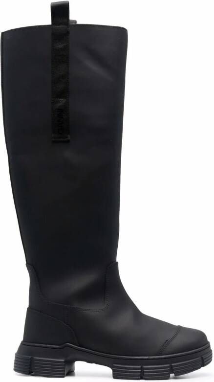 GANNI fur-lined knee boots Black