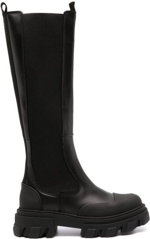 GANNI knee-high leather boots Black