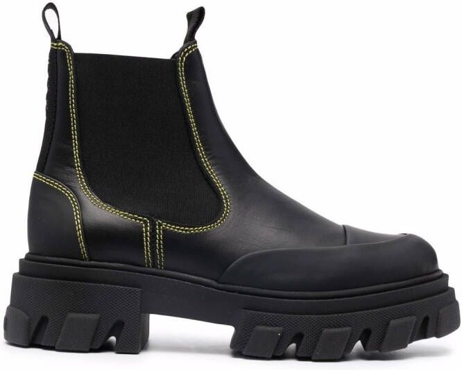 GANNI leather Chelsea ankle boots Black