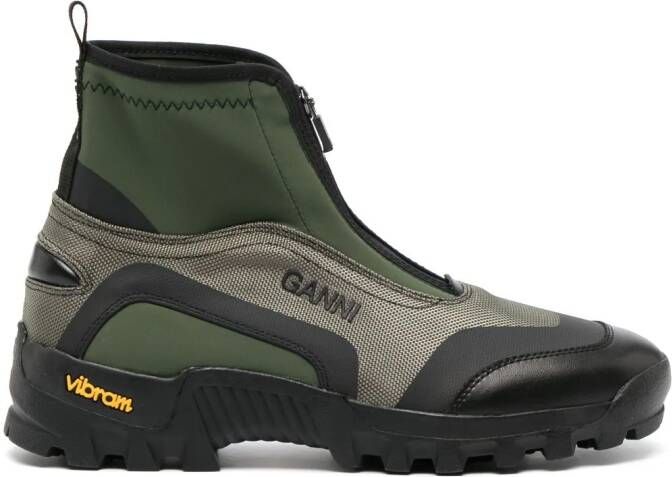 GANNI logo-patch high-top sneakers Green