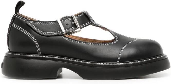 GANNI Mary Jane cut-out brogues Black