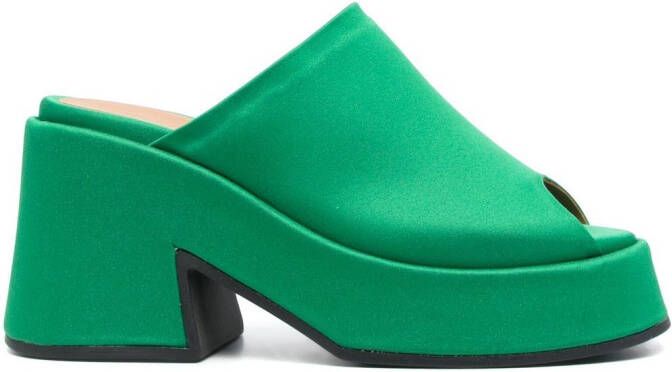 GANNI open toe leather sandals Green