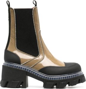 GANNI panelled chunky leather chelsea boots Black