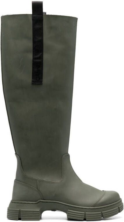 GANNI recycled-rubber Country boots Green