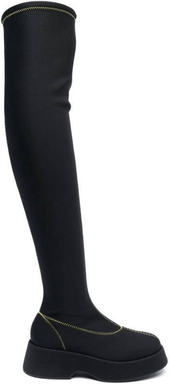 GANNI Retro Flatform above-knee boots Black