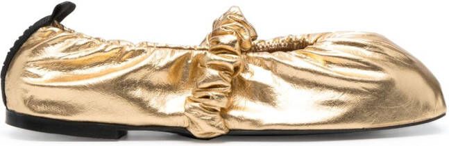 GANNI scrunchie ballerina shoes Gold